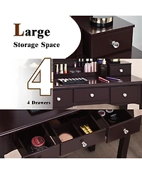 Volenca 10 Dimmable Light Bulbs Vanity Dressing Table with 2 Dividers and Cushioned Stool