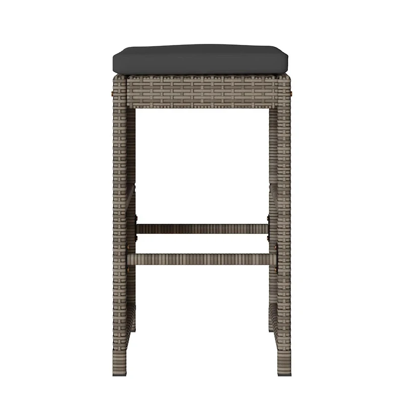 vidaXL Garden Bar Stool Set of 6 Grey Pe rattan, powder-coated steel