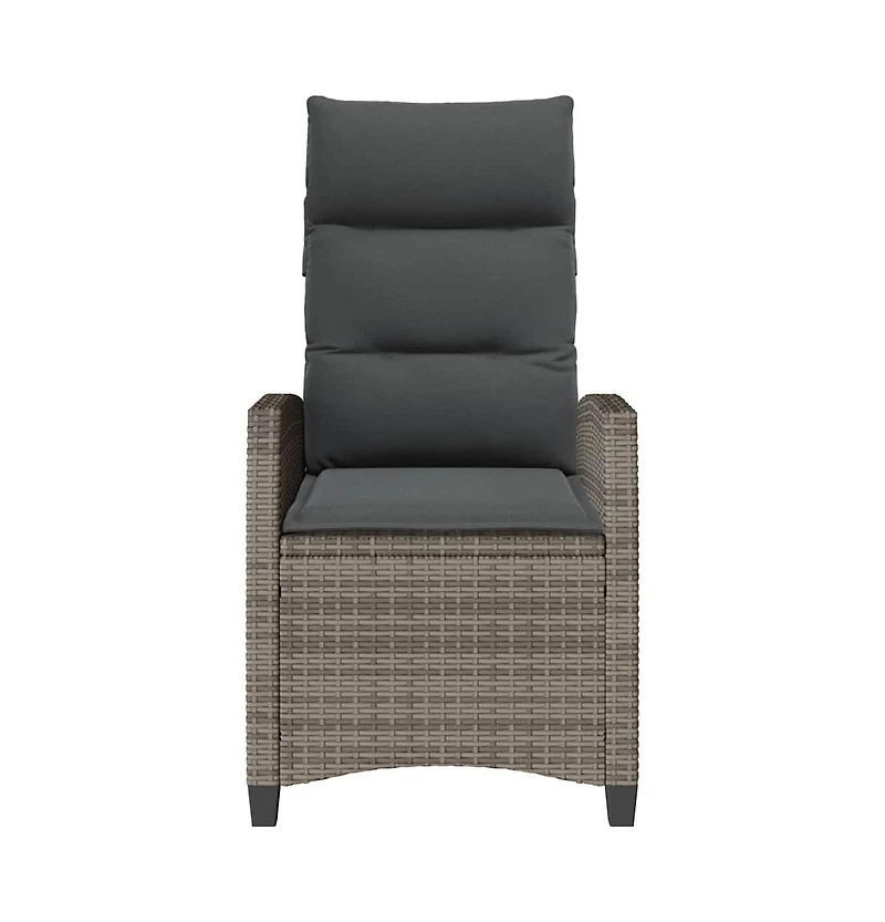 vidaXL Reclining Garden Chair Grey Pe rattan Medium Height-Adjustable