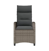 vidaXL Reclining Garden Chair Grey Pe rattan Medium Height-Adjustable