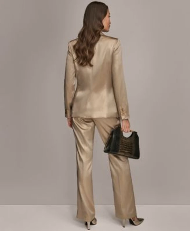 Donna Karen New York Womens Metallic Blazer Metallic Straight Leg Pant