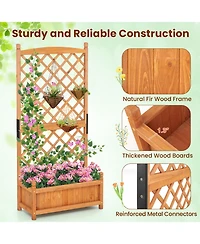 Gymax 2PCS 60'' Tall Raised Garden Bed w/Diamond Lattice Trellis Drainage Holes Outdoor