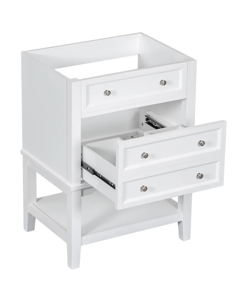 Bathroom Vanity Without Sink Base Only Solid Wood Frame Bathroom Storage Cabinet with Drawer White