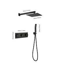 Rainsken Brass Matte Black Shower Faucet Set Shower System 10 Inch Rainfall Shower Head with Handheld Sprayer Bathroom Luxury Rain Mixer Combo Set