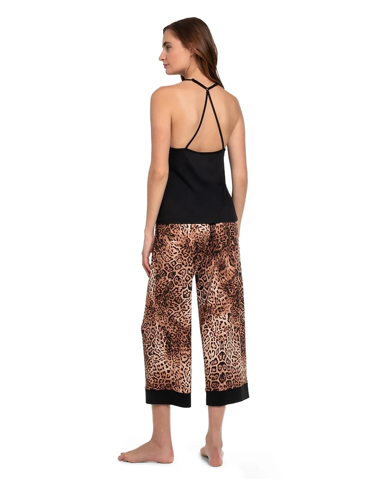 Linea Donatella Women's 3-Piece Leopard Skin Knit Pajama Set