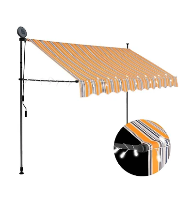 vidaXL Retractable Awning Yellow and Blue Polyester with Pu coating, Steel