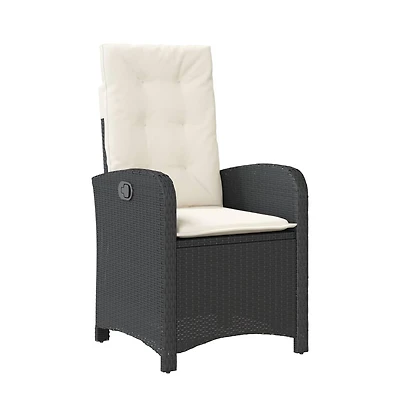 vidaXL Reclining Garden Chair Black Pe Rattan Standard