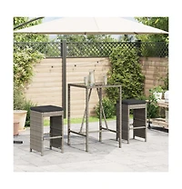 vidaXL Garden Bar Stool Set of 2 Grey Pe Rattan 15.7 x 15.7 x 29.9 in