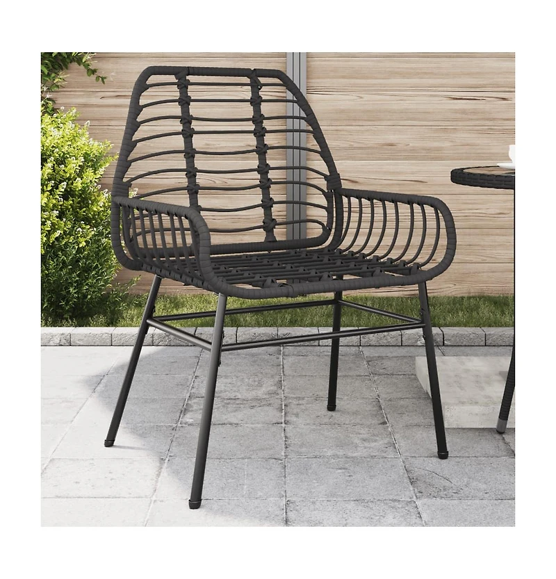 vidaXL Garden Chair Black Pe rattan, powder-coated steel Medium