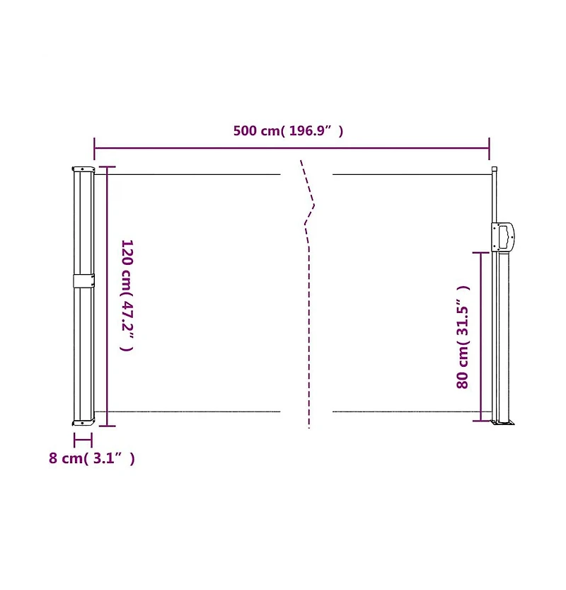 vidaXL Retractable Side Awning Black