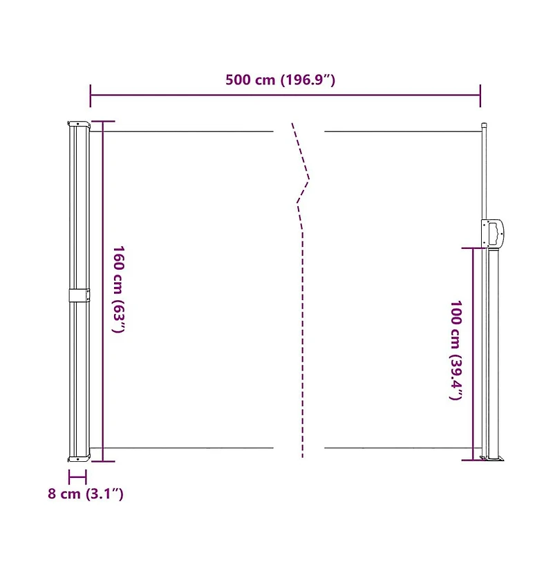 vidaXL Retractable Side Awning Anthracite Polyester with Pu coating