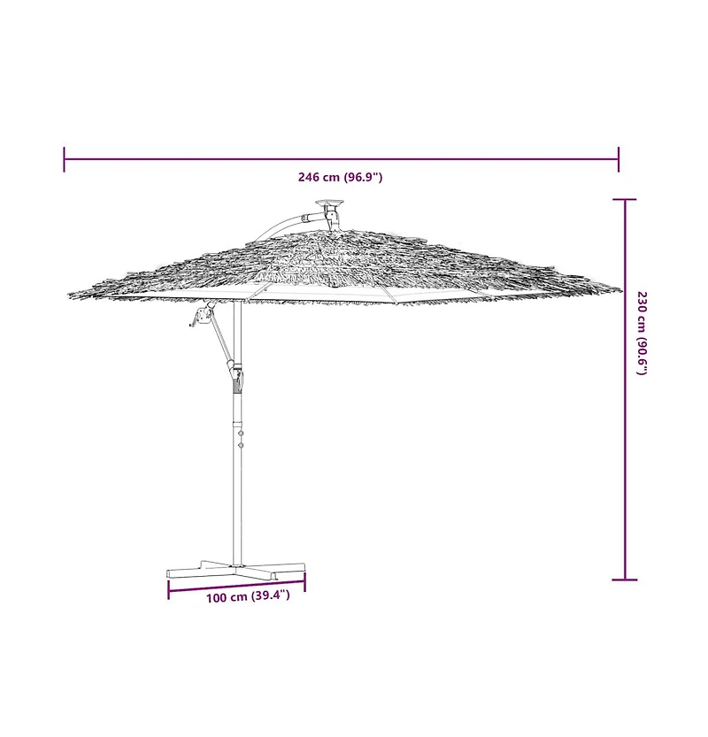 vidaXL Garden Parasol Brown Polyester Large Adjustable Armrests