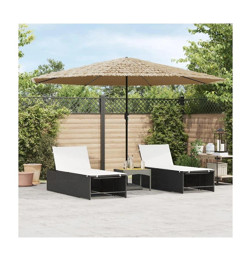 vidaXL Garden Parasol Brown Polyester, Powder-Coated Steel Large