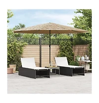 vidaXL Garden Parasol Brown Polyester, Powder-Coated Steel Large
