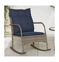 vidaXL Patio Rocking Chair Grey Poly Rattan and Powder-Coated Steel Medium