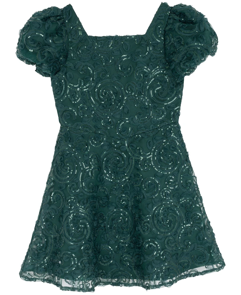 Rare Editions Girls 7-16 Soutache Short Sleeve A-Line Dress
