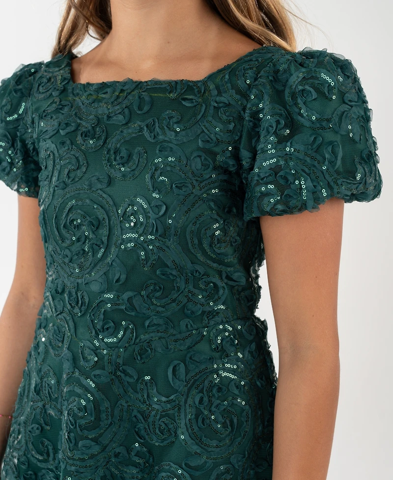 Rare Editions Girls 7-16 Soutache Short Sleeve A-Line Dress