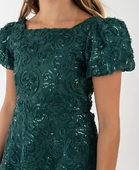 Rare Editions Girls 7-16 Soutache Short Sleeve A-Line Dress