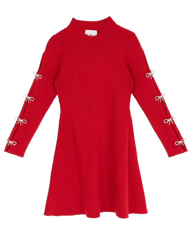 Rare Editions Girls 7-16 Bow Detail Long Sleeve Dress