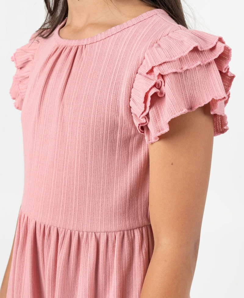 Rare Editions Big Girls 7-16 2-Piece Tiered Dress and Bow Detail Cardigan Set