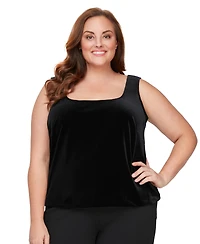 Alex Evenings Plus Velvet Blazer & Sleeveless Top