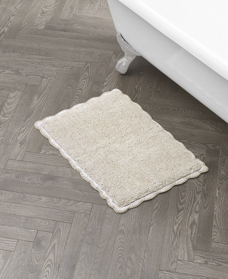 Laura Ashley Heathered Crochet Border Cotton Bath Rug, 17" x 24"