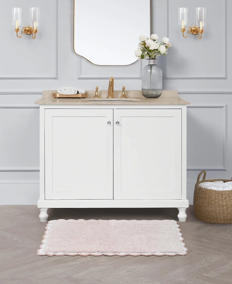 Laura Ashley Heathered Crochet Border Cotton Bath Rug