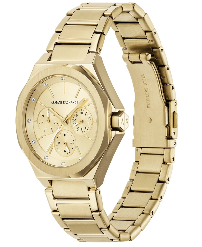 Armani Exchange Women's Multifunction Gold-Tone Stainless Steel Watch, 36mm