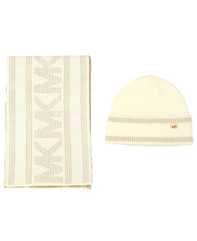 Michael Michael Kors Women's Signature 2-Piece Mk Sport Tape Cuff Beanie and Scarf Set