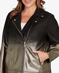 Ruby Rd. Plus Metallic Zipper Closure Jacket