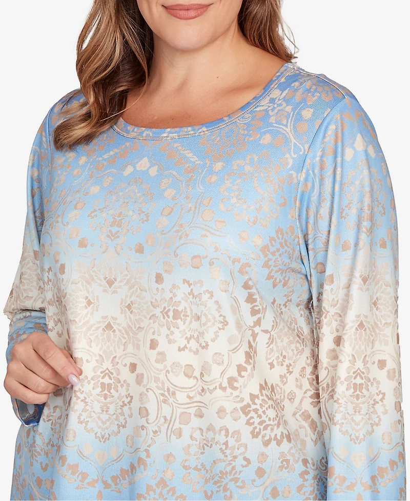 Ruby Rd. Plus Brushed Medallion Hatchi Knit Top