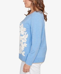 Ruby Rd. Plus Floral Paisley Eyelash Jacquard Sweater