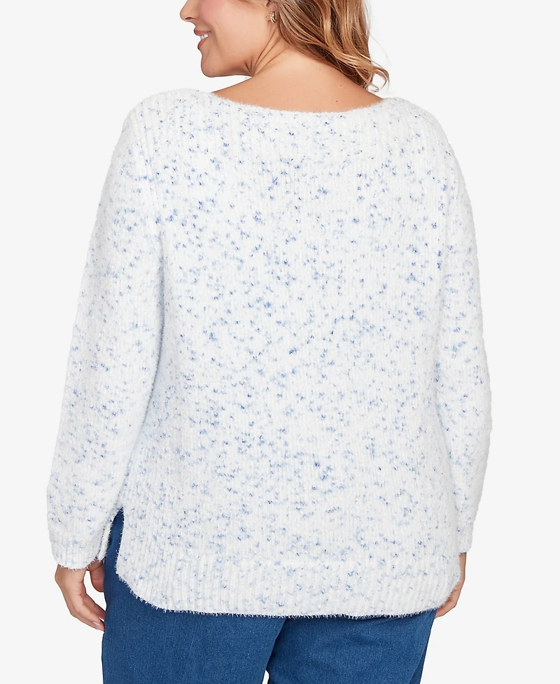 Ruby Rd. Plus Speckled Chenille Eyelash Sweater