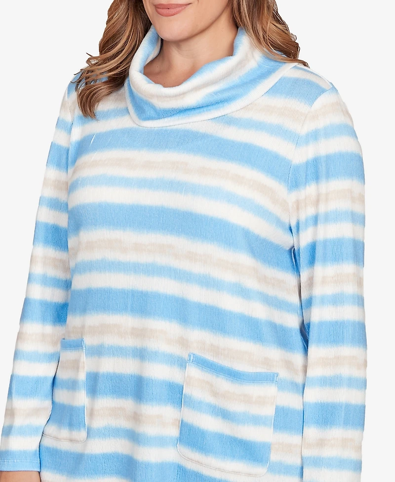 Ruby Rd. Plus Ribbed Stripe Patch Pocket Knit Top
