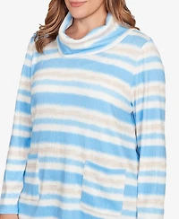 Ruby Rd. Plus Ribbed Stripe Patch Pocket Knit Top