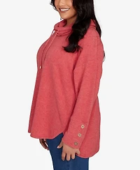 Ruby Rd. Plus Size Cowl Neck Cozy Hatchi Drawstring Top