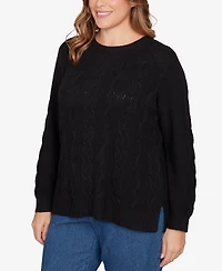 Ruby Rd. Plus Mixed Cable Cozy Sweater