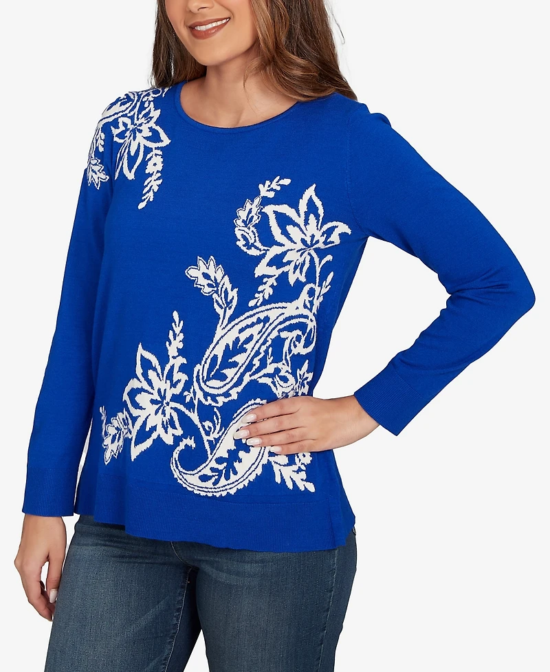 Ruby Rd. Plus Size Floral Paisley Jacquard Sweater