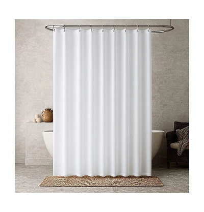 Hotel Collection Xl White Fabric Shower Curtain With Magnetic Hem