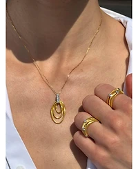 Suzy Levian Golden Helix Sterling Silver & Cubic Zirconia Coil Triple Open Oval Pendant Necklace