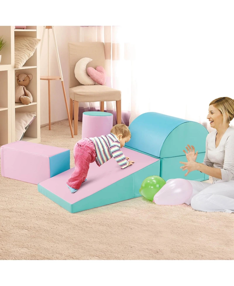 Gymax Toddler 5 Pcs Climb & Crawl Activity Playset Soft Foam Block Play Structure