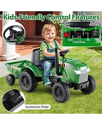 Gymax 2-in-1 Kids Ride On Tractor 12V Battery Powered Toy Car w/ Remote Control Grayish