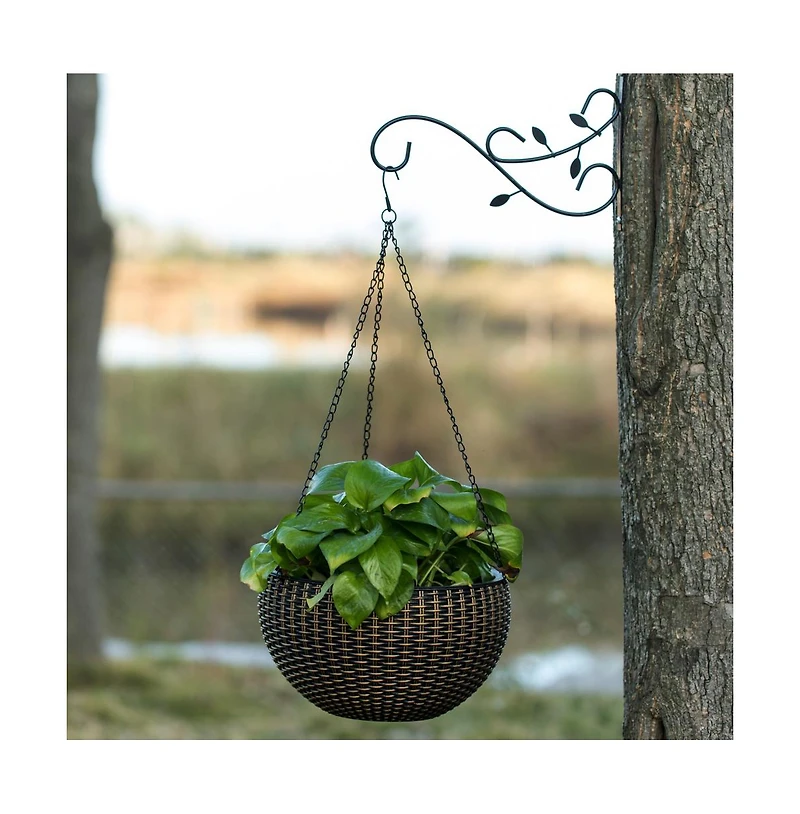 Gardenised Decorative Metal Wall Mounted Hook for Hanging Plants, Bracket Hanger Flower Pot Holder, 2 Pack
