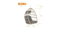 Flynama 55 Inch Dark Gray Rattan Egg Swing Chair with Stand and Deep Gray Cushion