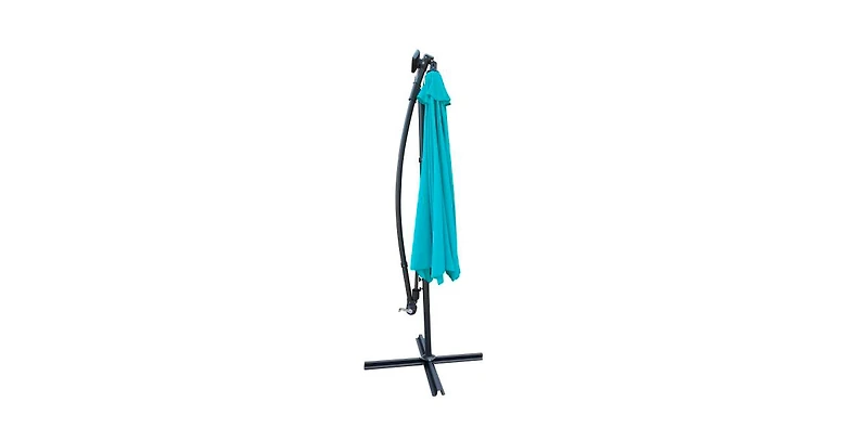 10 Ft Solar Led Patio Umbrella with Crank Tilt and Cross Base