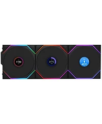 Lian-Li Uni Fan Tl Wireless 1.6" Lcd 120mm Argb Case Fan with Controller, Black, 3-Pack