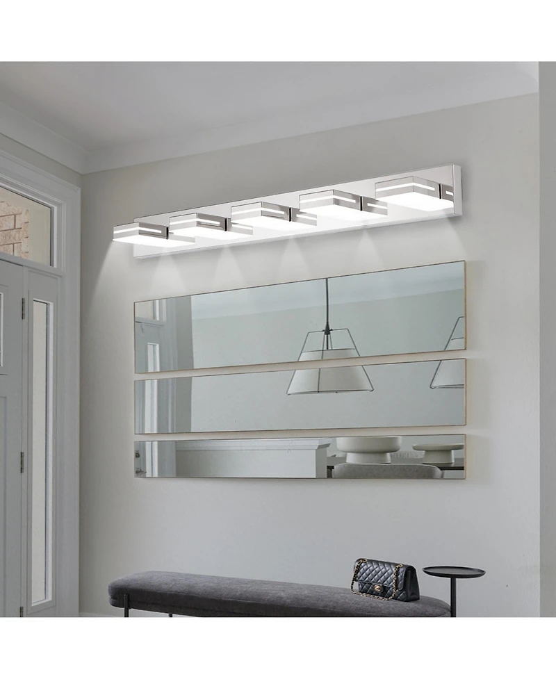 Streamdale Furniture Chrome Led Vanity Sconce with 5 Lights, Modern and Sleek