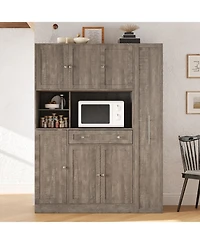 Streamdale Furniture Buffet with Hutch, Kitchen Pantry Storage Cabinet - Brown