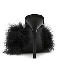 Steve Madden Women's Ashbey Feather Stiletto Dress Mules