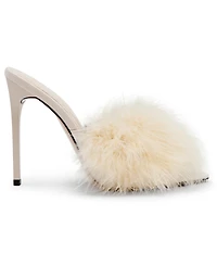 Steve Madden Women's Ashbey Feather Stiletto Dress Mules